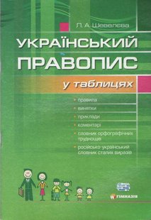 Український правопис у таблицях із словником орфографічних труднощів - Шевелєва Л.А. - Гімназія (107167) 107167 фото