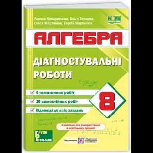Алгебра, 8 кл., Діагностувальні роботи / Мартинюк О. / ПІП 130909 фото