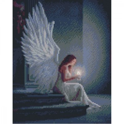 Алмазна мозаїка Strateg ПРЕМІУМ "Дівчина-ангел" розміром 30х40 см (HX470) 114870 фото