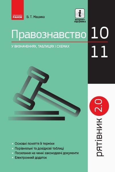 РЯТІВНИК Правознавство у визначеннях, таблицях і схемах 10-11 кл., - Ранок (105758) 105758 фото