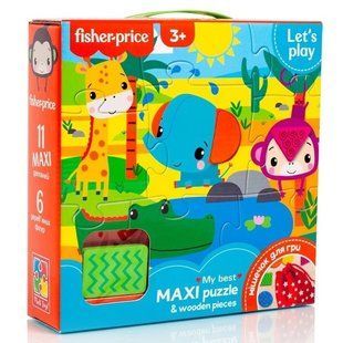 Пазлы "Fisher Price. Maxi puzzle & wooden pieces" VT1100-01 (укр) - VLADI TOYS 121338 фото
